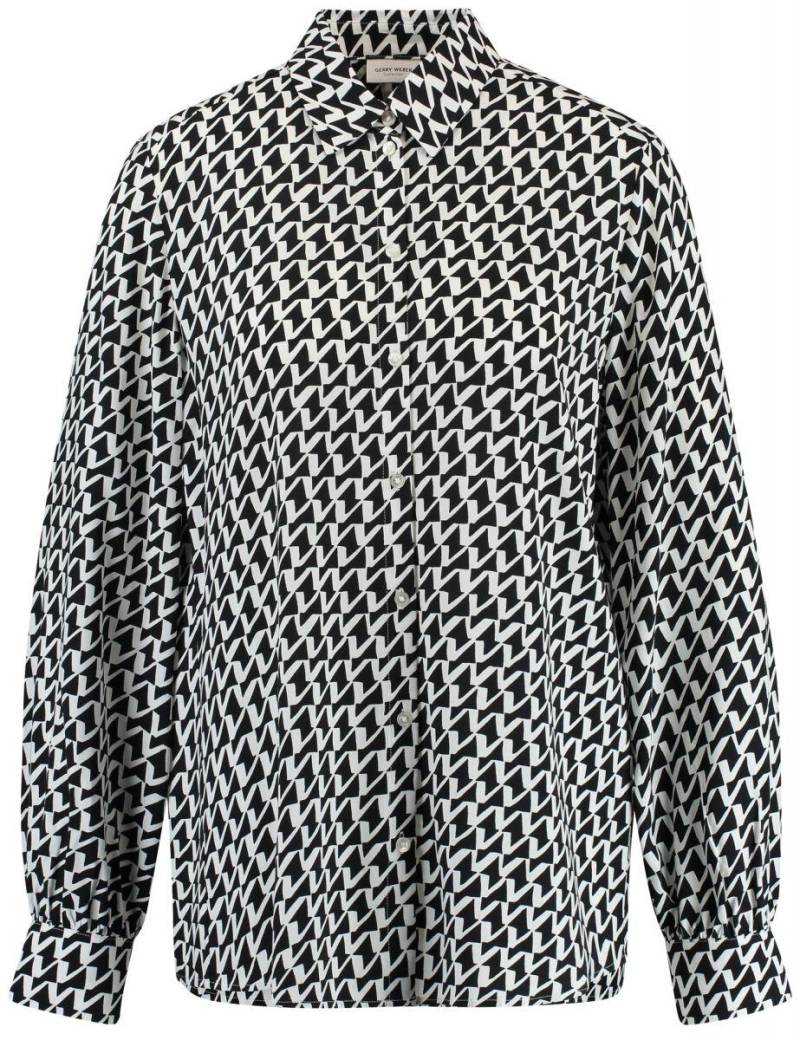 GERRY WEBER Collection - Bluse mit Allovermuster weiß/schwarz - Gr. - 40 von GERRY WEBER Collection