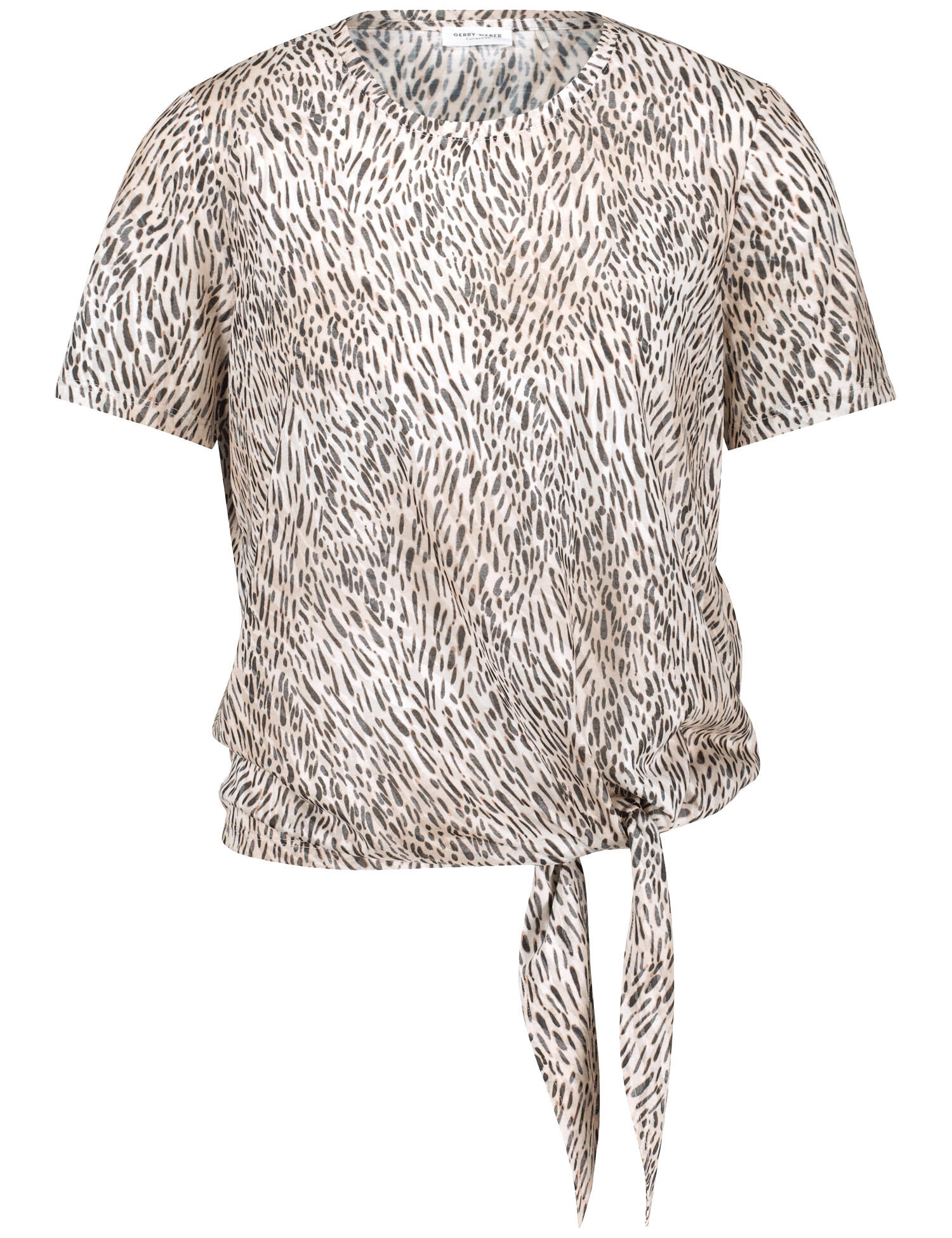 GERRY WEBER Collection - Blusenshirt mit Knotendetail ecru/weiss/schwarz druck - Gr. - 42 von GERRY WEBER Collection