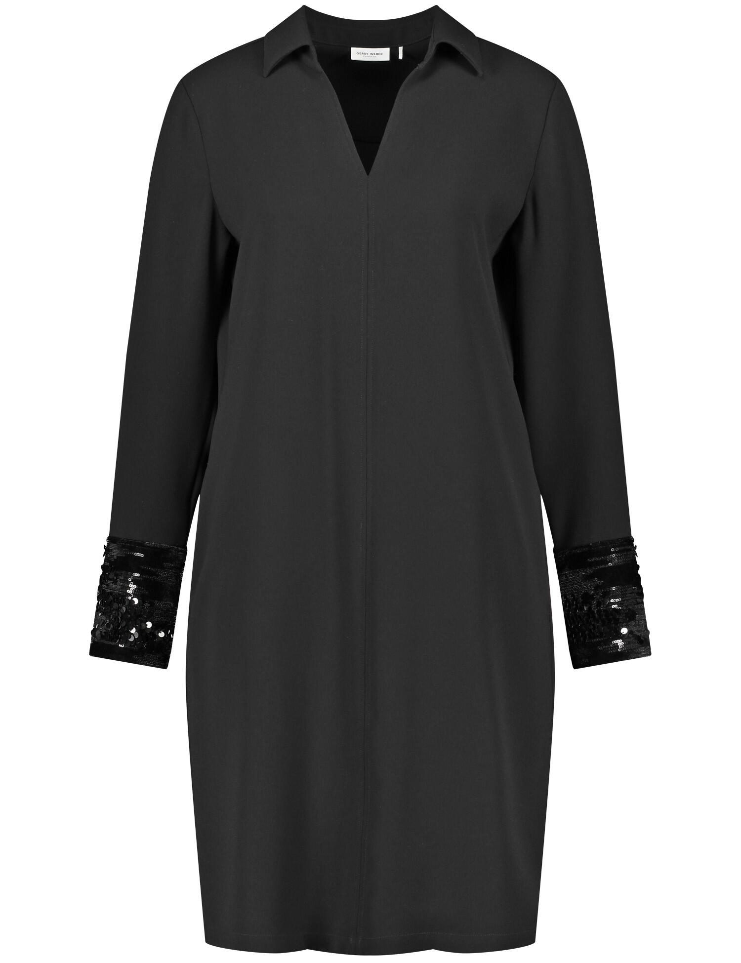 GERRY WEBER Collection - Elegantes Kleid mit Paillettenbesatz am Ärmelsaum schwarz - Gr. - 38 von GERRY WEBER Collection
