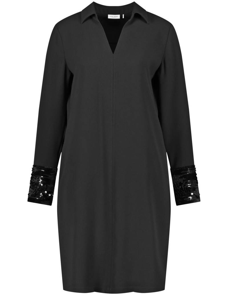 GERRY WEBER Collection - Elegantes Kleid mit Paillettenbesatz am Ärmelsaum schwarz - Gr. - 38 von GERRY WEBER Collection