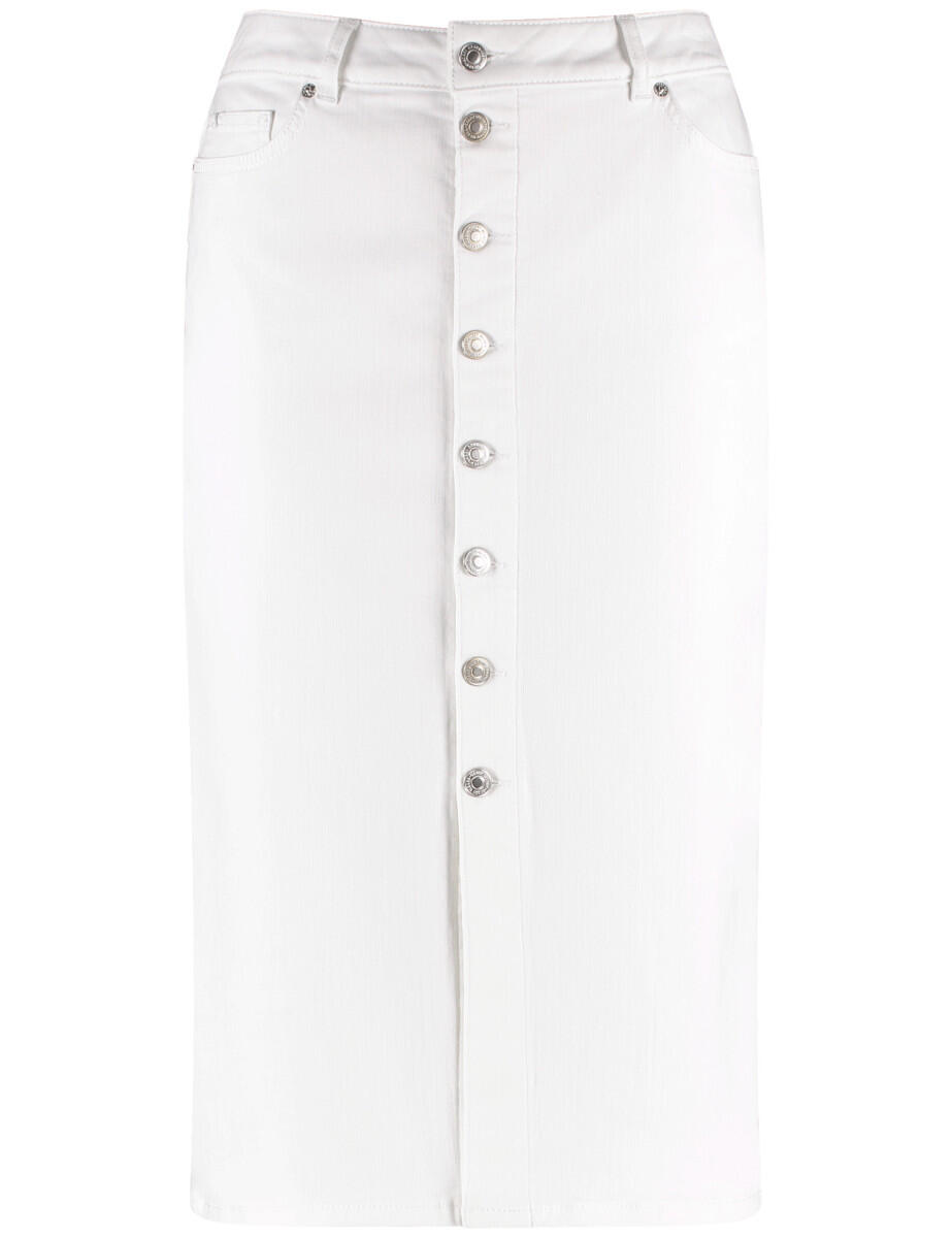 GERRY WEBER Collection - Figurbetonter Jeansrock mit Knopfleiste beige/weiß - Gr. - 36 von GERRY WEBER Collection