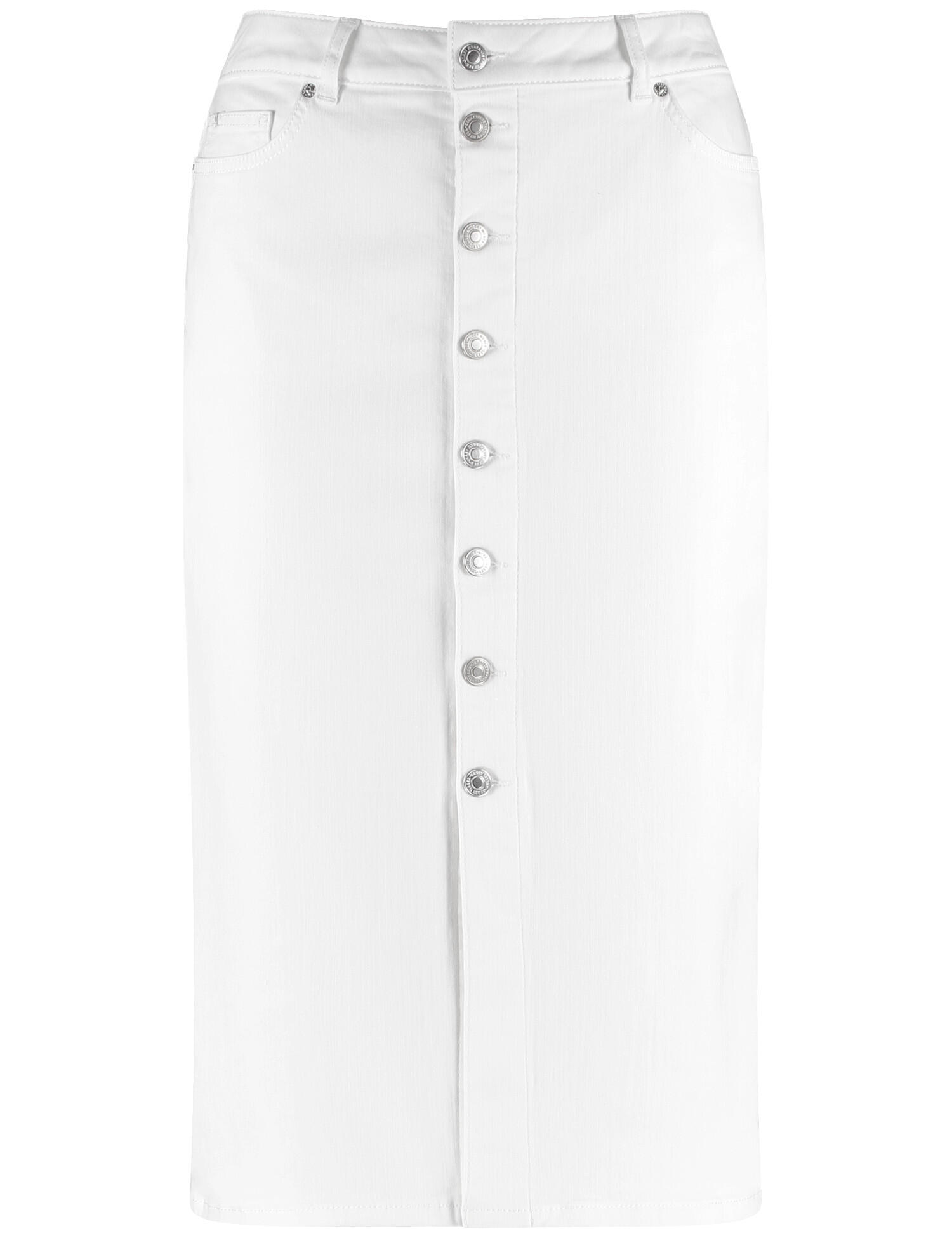 GERRY WEBER Collection - Figurbetonter Jeansrock mit Knopfleiste weiss/weiss - Gr. - 46 von GERRY WEBER Collection