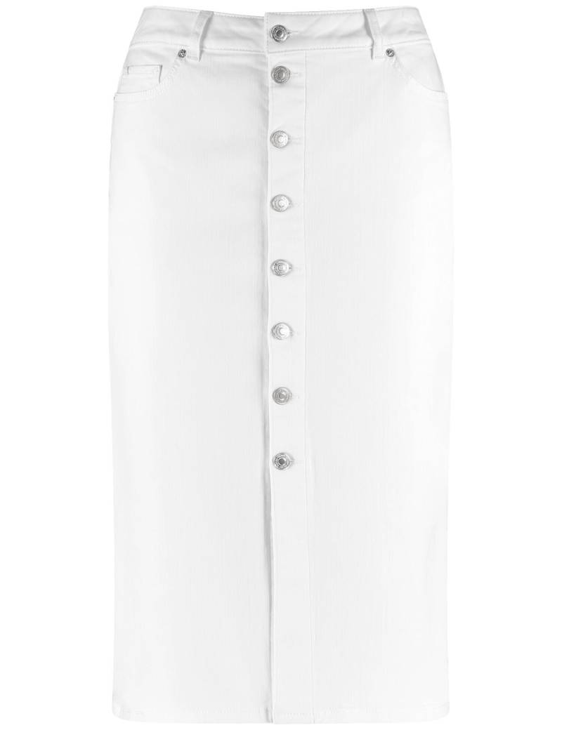 GERRY WEBER Collection - Figurbetonter Jeansrock mit Knopfleiste weiss/weiss - Gr. - 46 von GERRY WEBER Collection