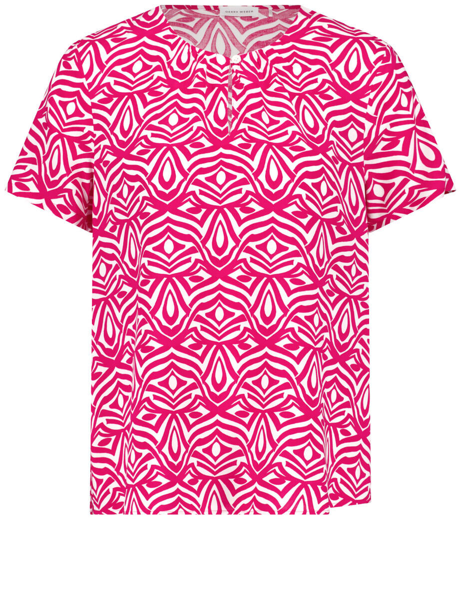 GERRY WEBER Collection - Fließende Kurzarmbluse mit Allover-Dessin pink - Gr. - 38 von GERRY WEBER Collection