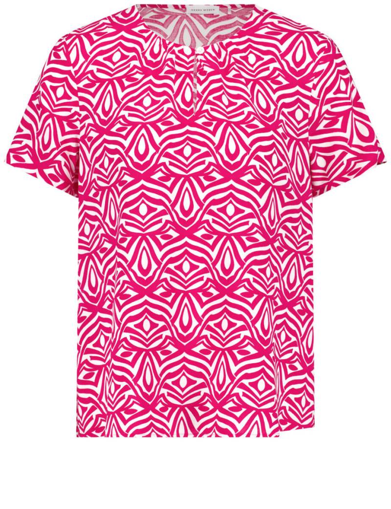 GERRY WEBER Collection - Fließende Kurzarmbluse mit Allover-Dessin pink - Gr. - 40 von GERRY WEBER Collection