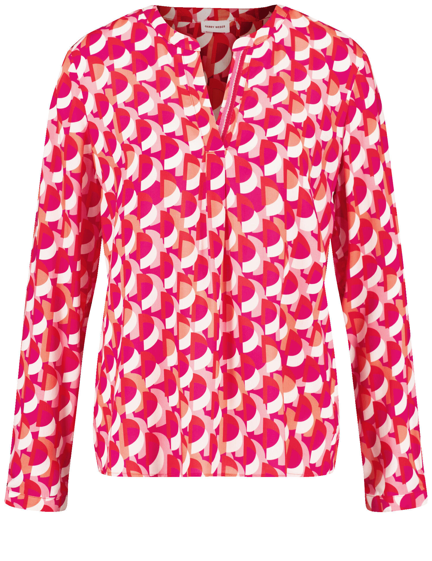 GERRY WEBER Collection - Fließende Langarmbluse mit Allover-Dessin pink/orange/red aop - Gr. - 42 von GERRY WEBER Collection
