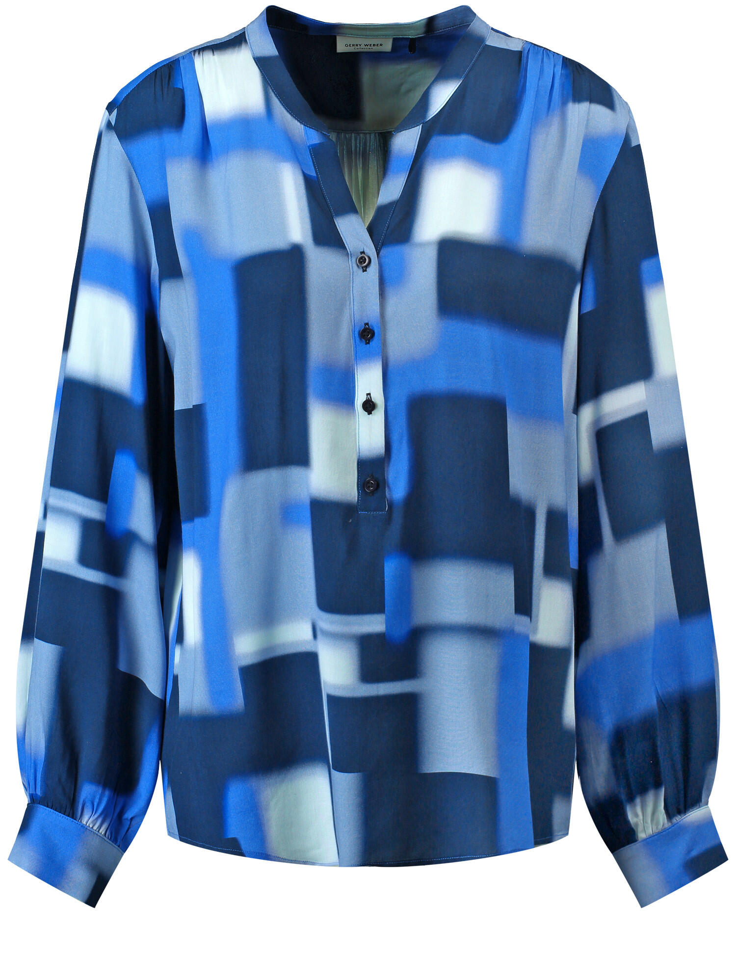 GERRY WEBER Collection - Fließende Langarmbluse mit Allover-Muster blau druck - Gr. - 42 von GERRY WEBER Collection