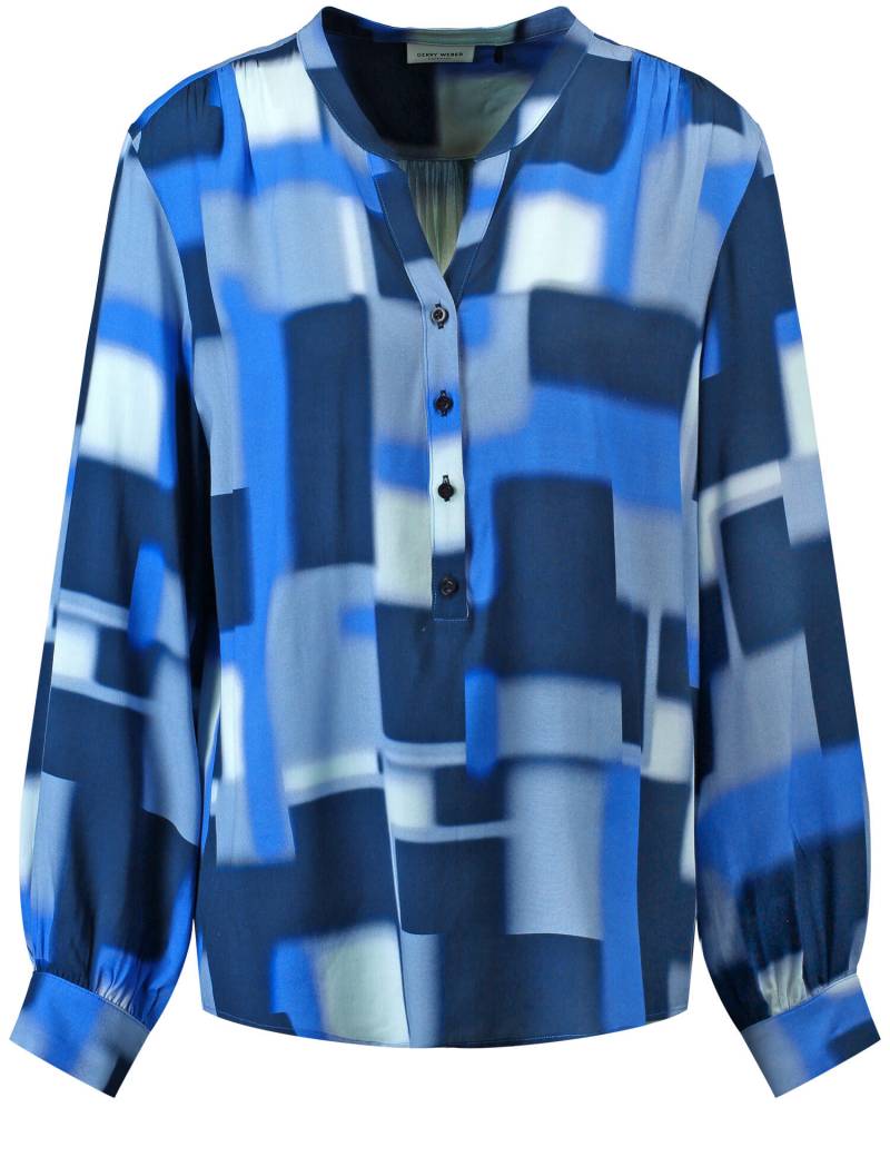 GERRY WEBER Collection - Fließende Langarmbluse mit Allover-Muster blau druck - Gr. - 42 von GERRY WEBER Collection