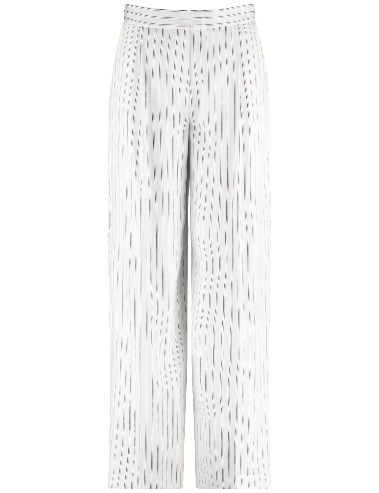 GERRY WEBER Collection - Fließende Stoffhose mit Nadelstreifen whisper white black stripe - Gr. - 44 von GERRY WEBER Collection