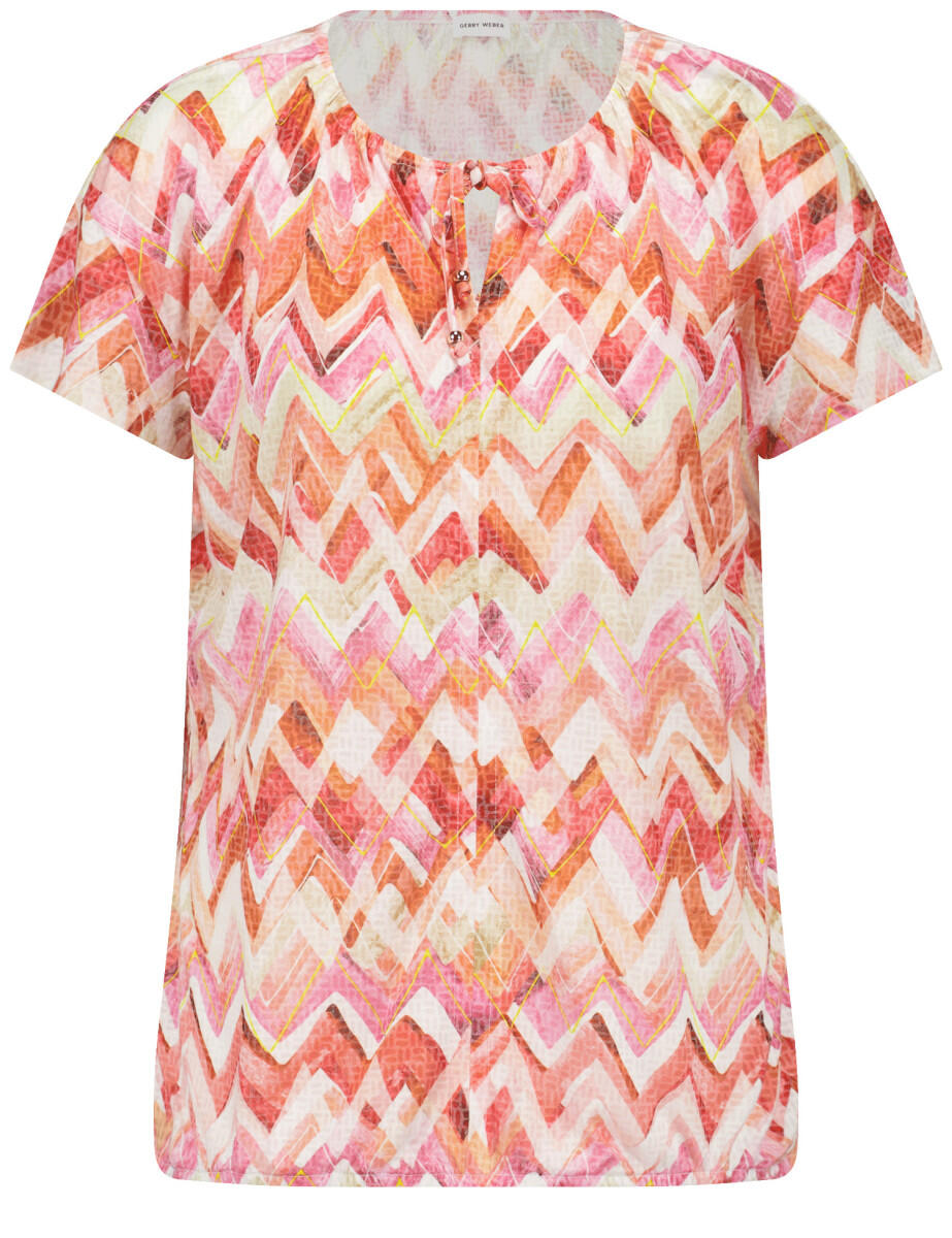 GERRY WEBER Collection - Fließendes Kurzarmshirt in Ausbrenner-Qualität pink/orange - Gr. - 40 von GERRY WEBER Collection
