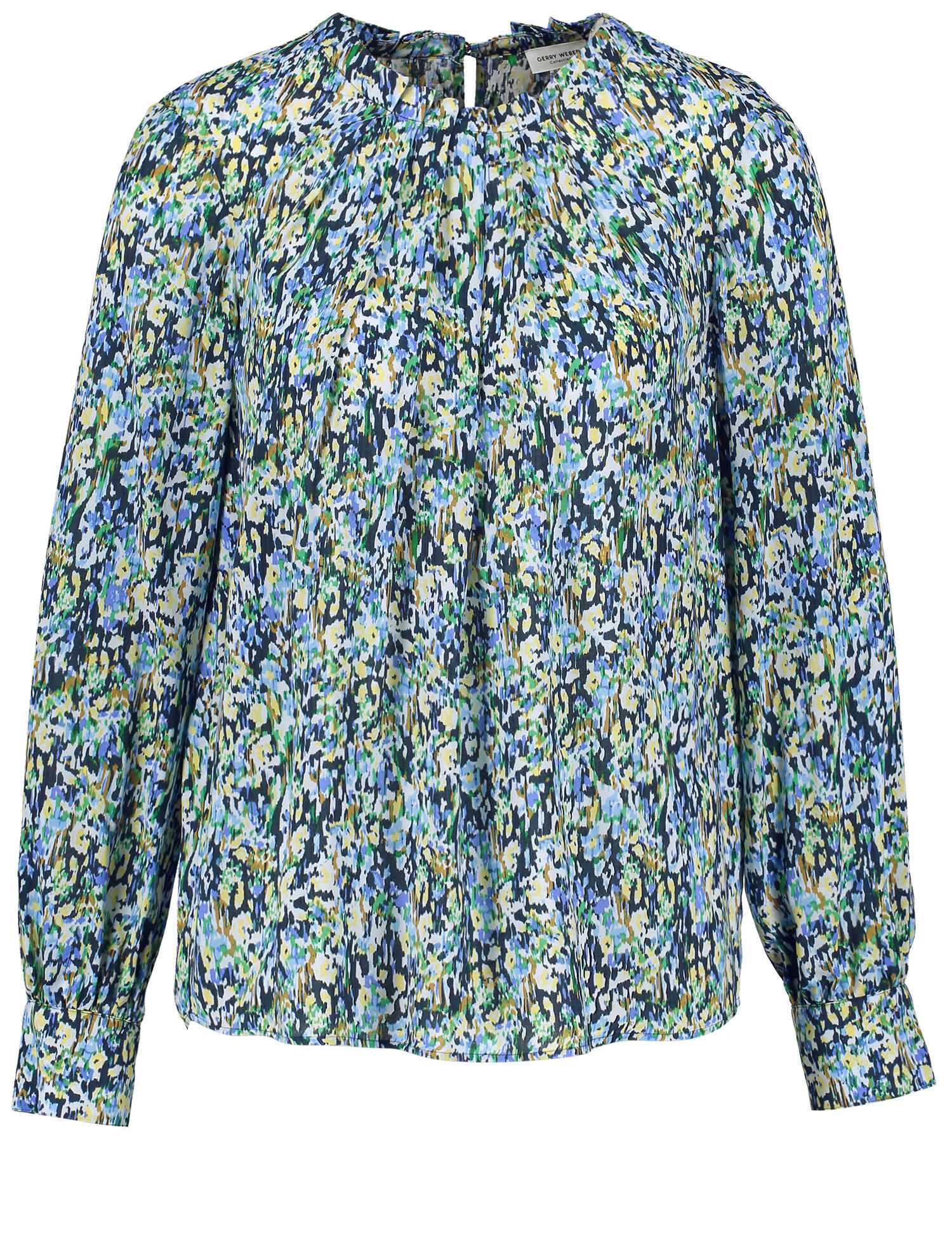 GERRY WEBER Collection - Florale Langarmbluse mit Stehkragen blau/gruen druck - Gr. - 48 von GERRY WEBER Collection