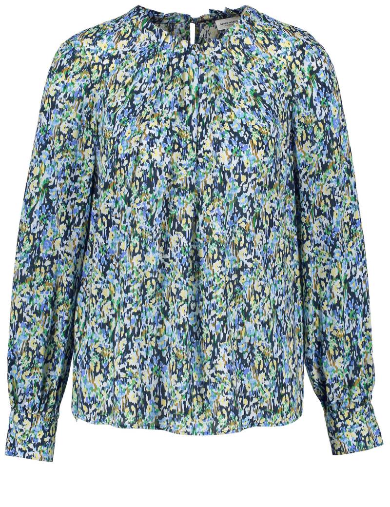 GERRY WEBER Collection - Florale Langarmbluse mit Stehkragen blau/gruen druck - Gr. - 48 von GERRY WEBER Collection
