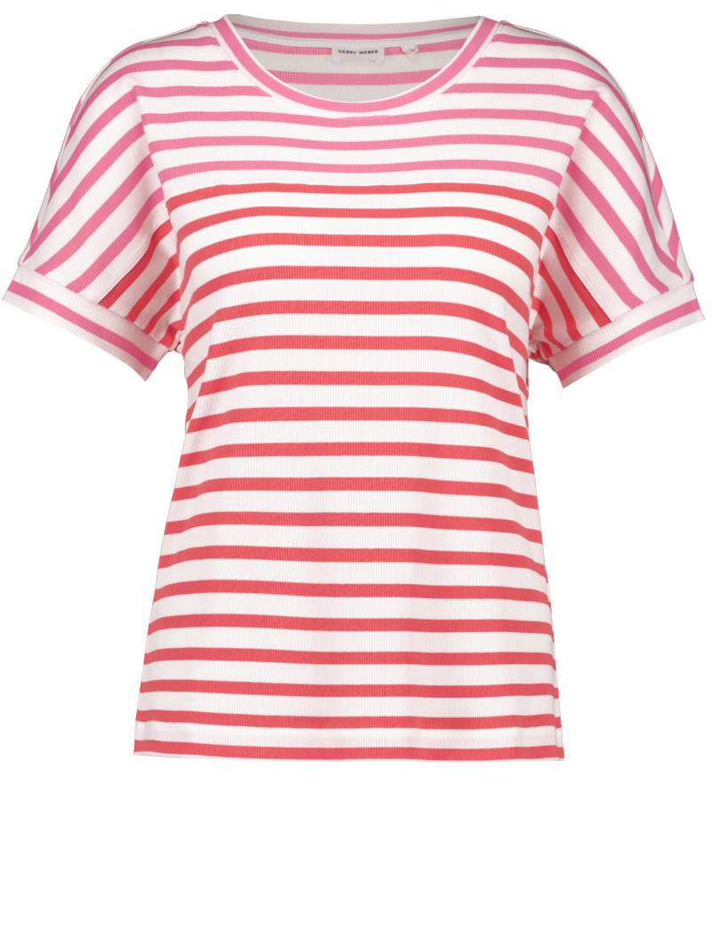 GERRY WEBER Collection - Geripptes Kurzarmshirt mit Ringeln koralle/pink/white stripe mix - Gr. - 44 von GERRY WEBER Collection
