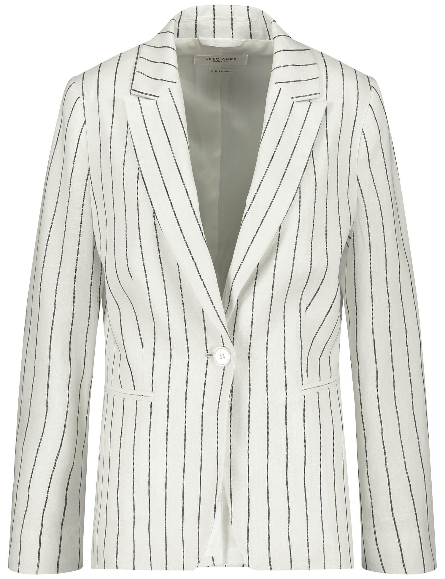 GERRY WEBER Collection - Gestreifter Blazer mit Leinenanteil ecru/weiss/schwarz streifen - Gr. - 38 von GERRY WEBER Collection