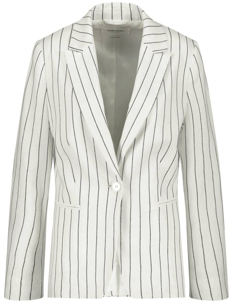 GERRY WEBER Collection - Gestreifter Blazer mit Leinenanteil ecru/weiss/schwarz streifen - Gr. - 40 von GERRY WEBER Collection