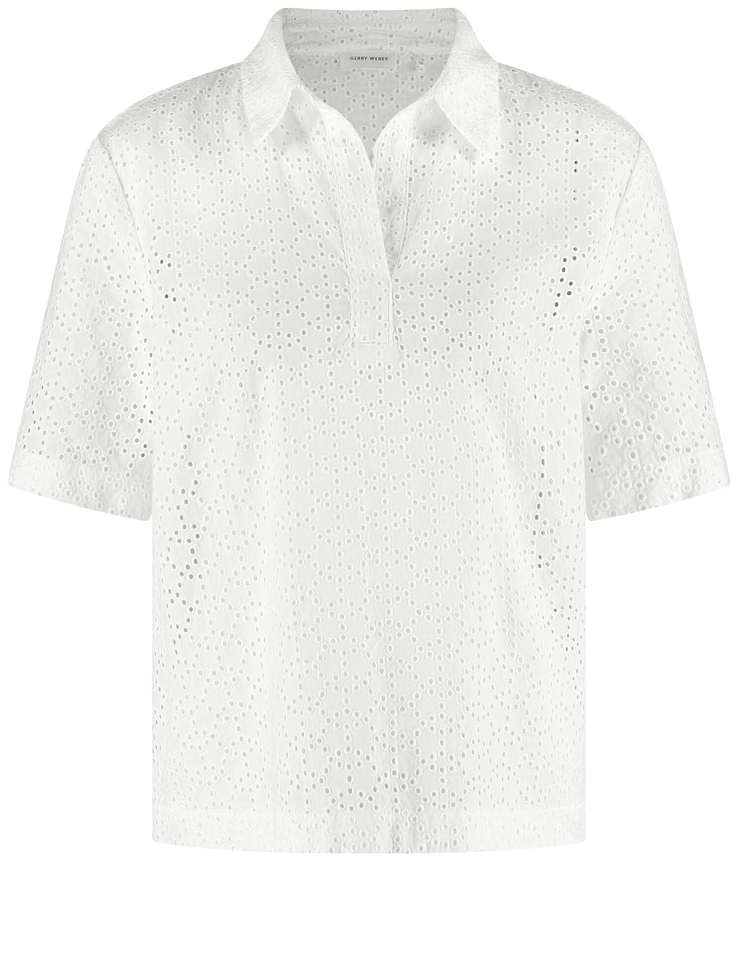 GERRY WEBER Collection - Halbarmbluse mit Lochspitze und Material-Patch off-white - Gr. - 36 von GERRY WEBER Collection