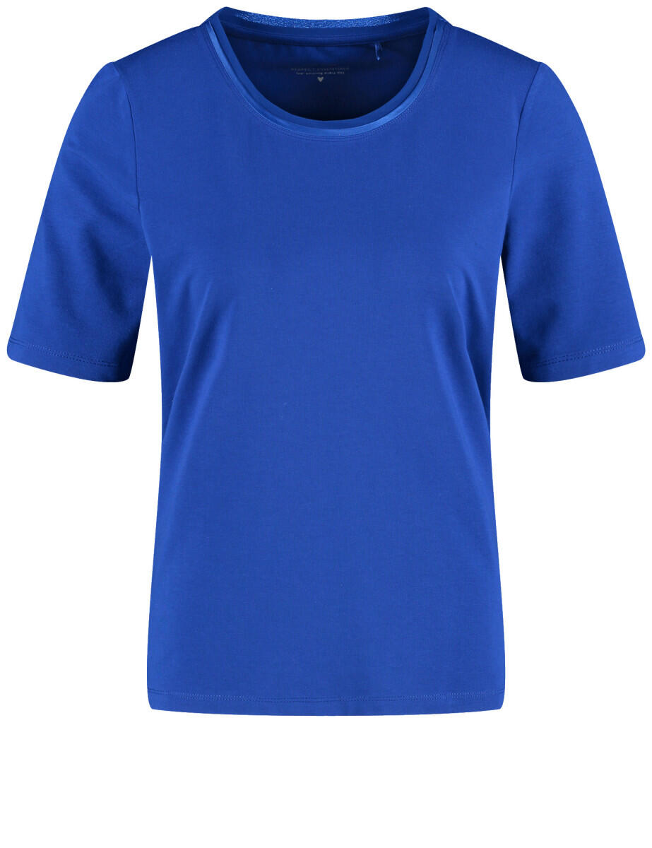 GERRY WEBER Collection - Halbarmshirt mit Chiffonblende blau - Gr. - 36 von GERRY WEBER Collection