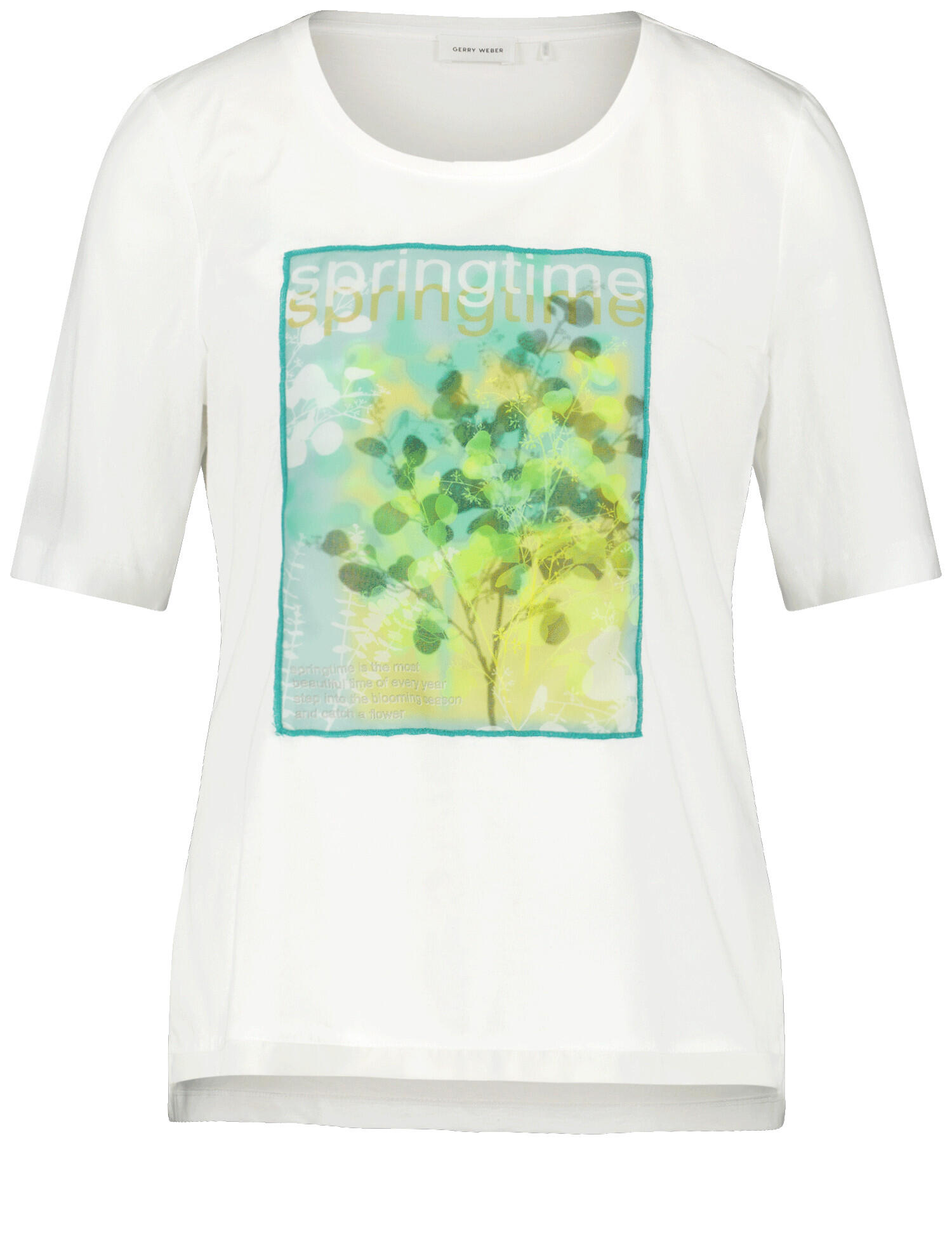 GERRY WEBER Collection - Halbarmshirt mit Frontprint aus Chiffon off white/khaki/lime plc - Gr. - 46 von GERRY WEBER Collection