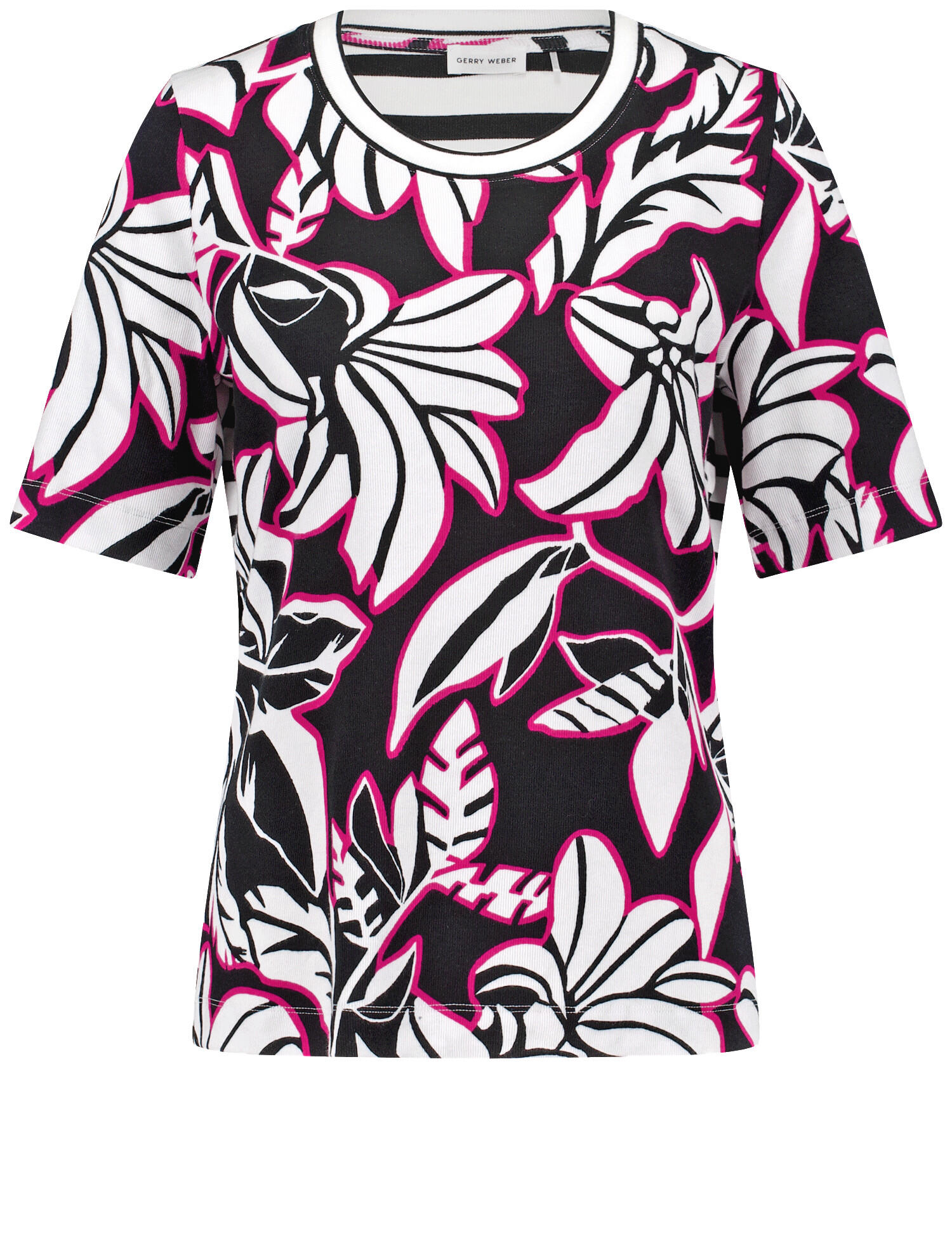 GERRY WEBER Collection - Halbarmshirt mit Muster-Patch black/white/pink - Gr. - 48 von GERRY WEBER Collection