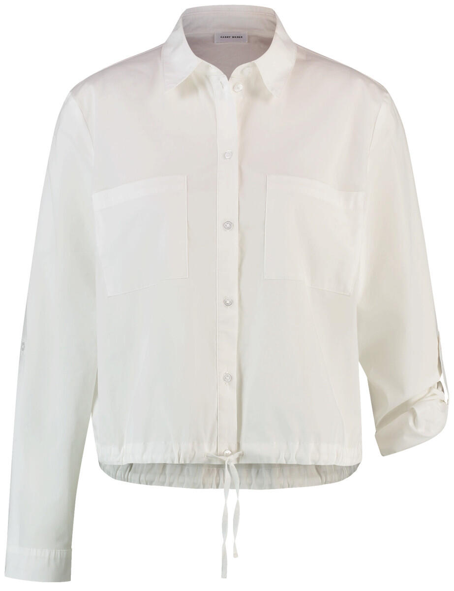 GERRY WEBER Collection - Hemdbluse mit Tunnelzug am Saum beige/weiß - Gr. - 42 von GERRY WEBER Collection