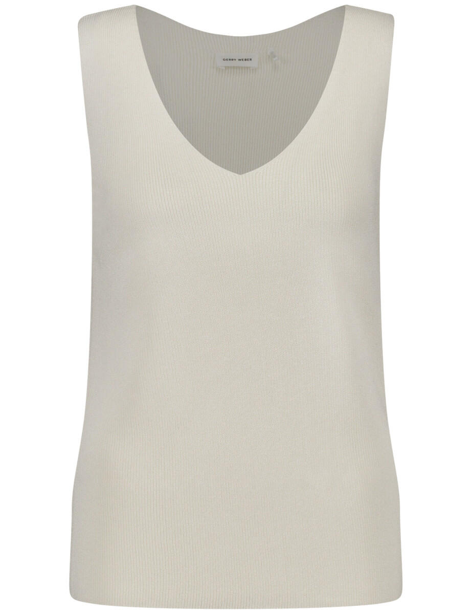 GERRY WEBER Collection - Hochwertiges Stricktop in Rippstrick beige/weiß - Gr. - 40 von GERRY WEBER Collection