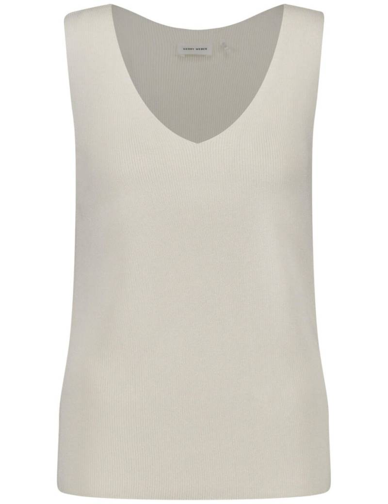GERRY WEBER Collection - Hochwertiges Stricktop in Rippstrick beige/weiß - Gr. - 42 von GERRY WEBER Collection