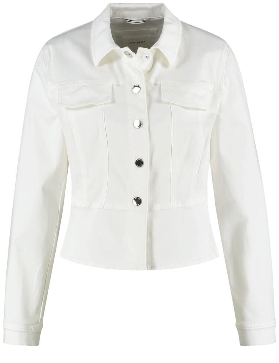 GERRY WEBER Collection - Jeansjacke mit Schößchen beige/weiß - Gr. - 36 von GERRY WEBER Collection