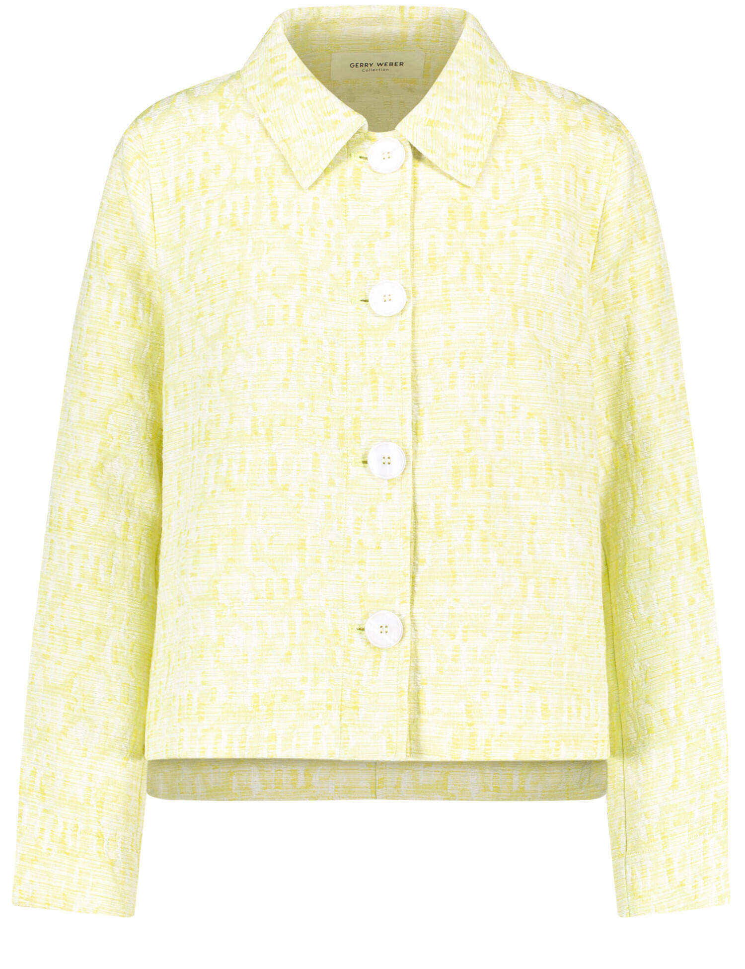 GERRY WEBER Collection - Kastige Blazerjacke ecru lime gemustert - Gr. - 40 von GERRY WEBER Collection