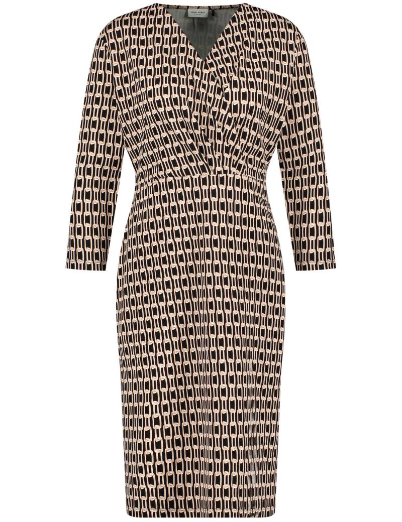 GERRY WEBER Collection - Kleid mit Wickeloptik und Kettendessin schwarz/ecru/weiss druck - Gr. - 38 von GERRY WEBER Collection