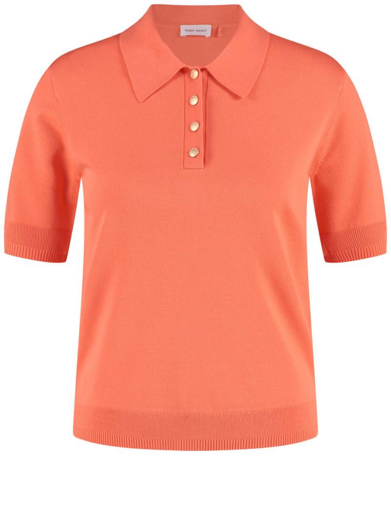GERRY WEBER Collection - Kurzarmpullover im Polo-Look orange - Gr. - 38 von GERRY WEBER Collection