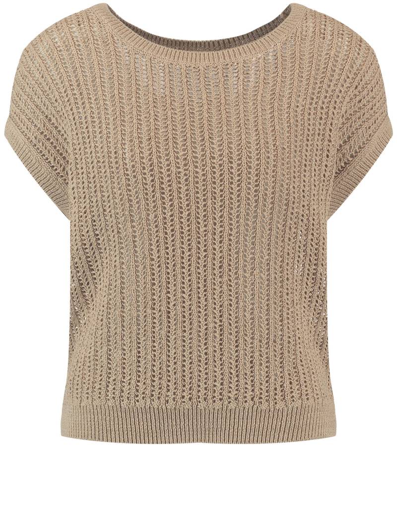 GERRY WEBER Collection - Kurzarmpullover mit Lochstrick caramel - Gr. - 38 von GERRY WEBER Collection