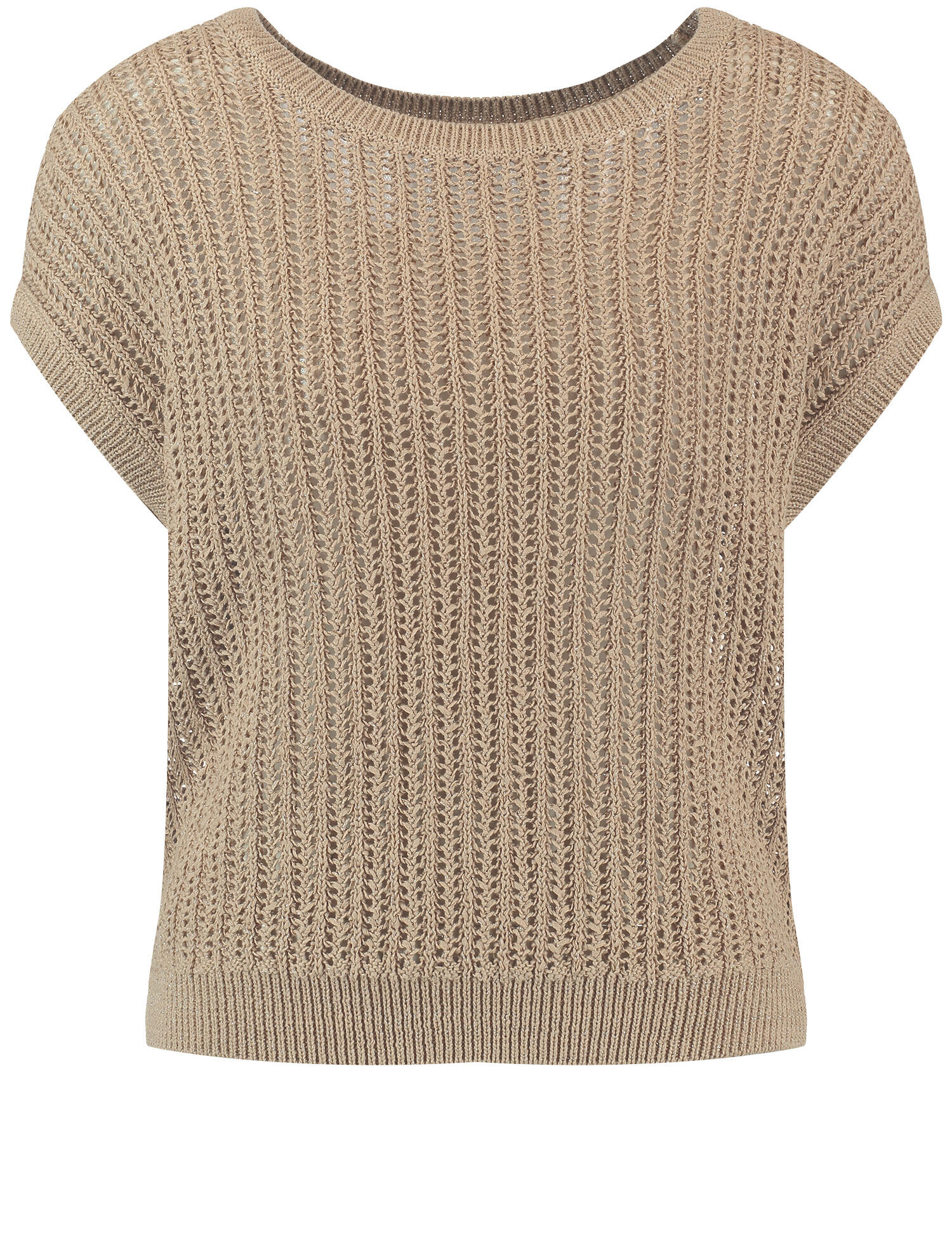 GERRY WEBER Collection - Kurzarmpullover mit Lochstrick caramel - Gr. - 40 von GERRY WEBER Collection