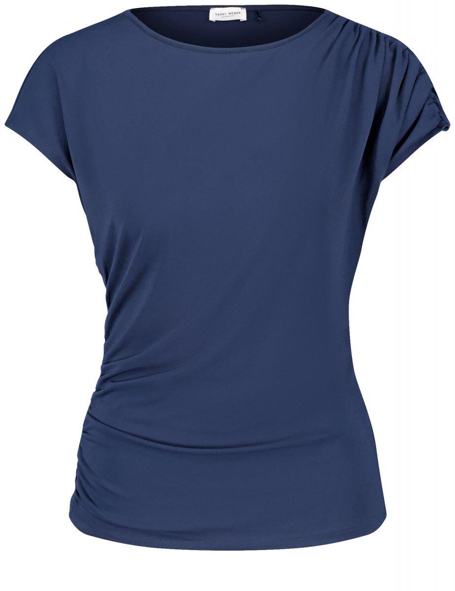 GERRY WEBER Collection - Kurzarmshirt mit Raffung blau - Gr. - 42 von GERRY WEBER Collection