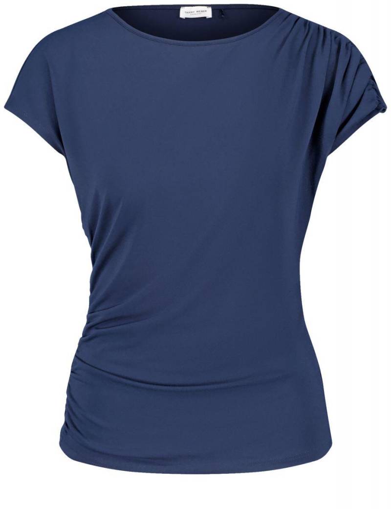 GERRY WEBER Collection - Kurzarmshirt mit Raffung blau - Gr. - 42 von GERRY WEBER Collection