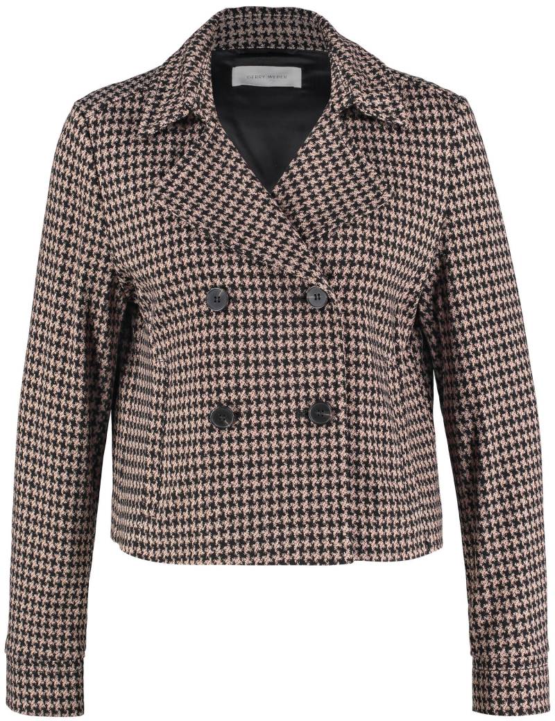 GERRY WEBER Collection - Kurze Blazerjacke mit Reverskragen camel schwarz hahnentritt - Gr. - 38 von GERRY WEBER Collection