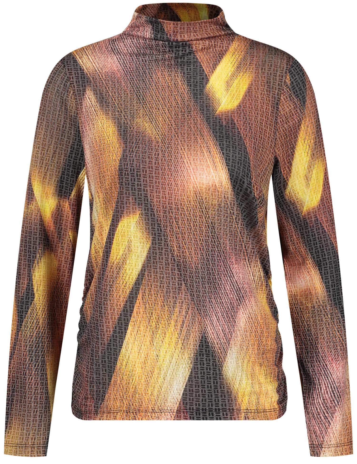 GERRY WEBER Collection - Langarmshirt mit Turtleneck und Ausbrenner-Qualität rot/orange/gelb druck - Gr. - 44 von GERRY WEBER Collection