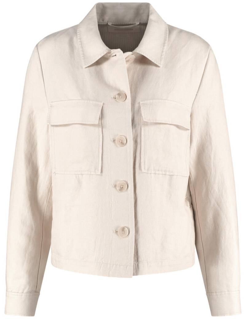 GERRY WEBER Collection - Leicht taillierte Blazerjacke aus Twill beige/weiß - Gr. - 42 von GERRY WEBER Collection