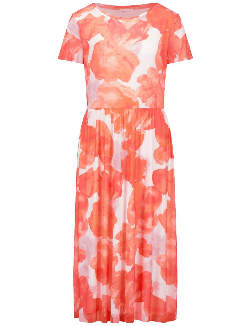 GERRY WEBER Collection - Midikleid mit Mesh-Overlayer hazy orange/lavender aop - Gr. - 42 von GERRY WEBER Collection