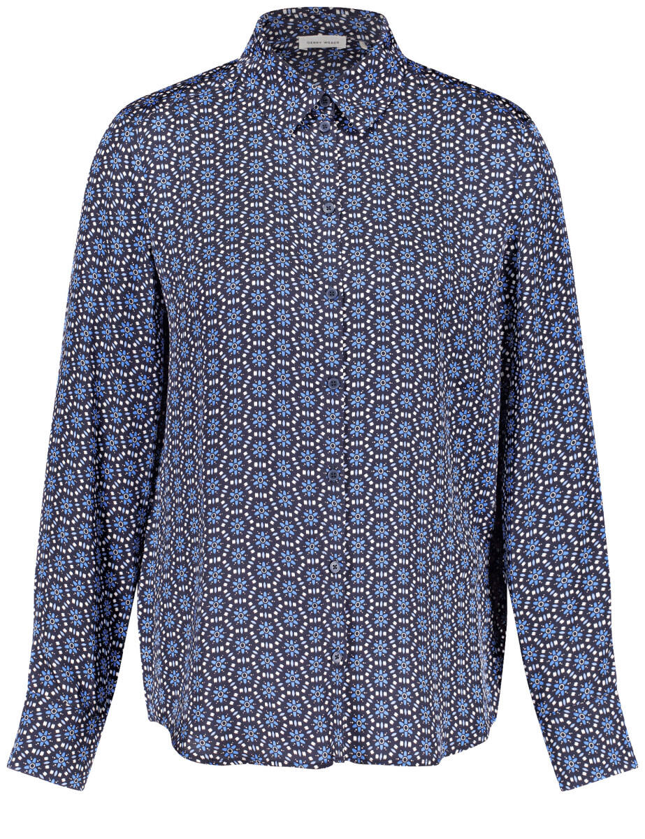 GERRY WEBER Collection - Nachhaltige Hemdbluse mit Allover-Dessin blau - Gr. - 38 von GERRY WEBER Collection