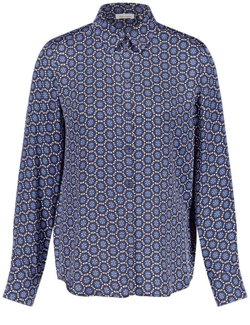 GERRY WEBER Collection - Nachhaltige Hemdbluse mit Allover-Dessin blau - Gr. - 38 von GERRY WEBER Collection