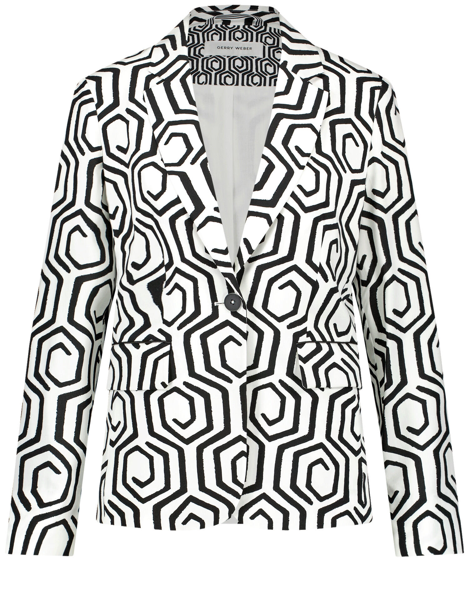 GERRY WEBER Collection - Nachhaltiger Blazer mit Allover-Dessin offwhite/black graphi ornament - Gr. - 38 von GERRY WEBER Collection