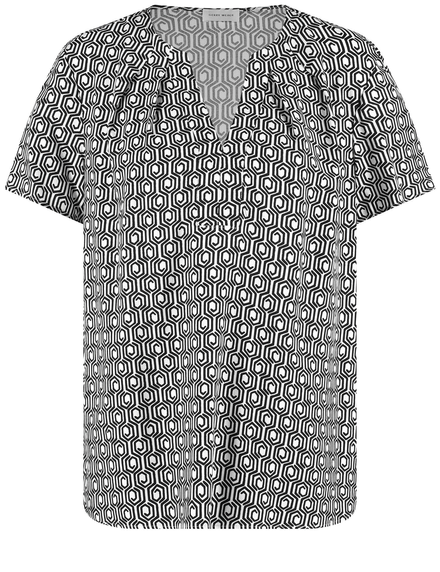 GERRY WEBER Collection - Nachhaltiges Blusenshirt mit Mini-Ornamenten black/offwhite mini ornament - Gr. - 38 von GERRY WEBER Collection