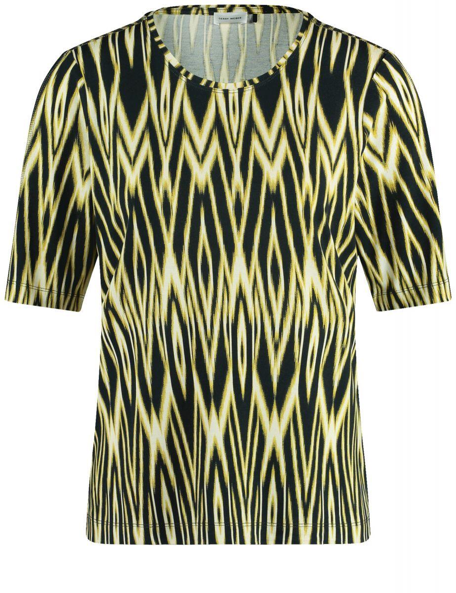 GERRY WEBER Collection - Nachhaltiges Halbarmshirt mit Ikat Print schwarz/gelb - Gr. - 42 von GERRY WEBER Collection