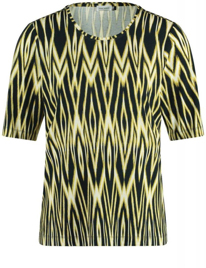 GERRY WEBER Collection - Nachhaltiges Halbarmshirt mit Ikat Print schwarz/gelb - Gr. - 42 von GERRY WEBER Collection