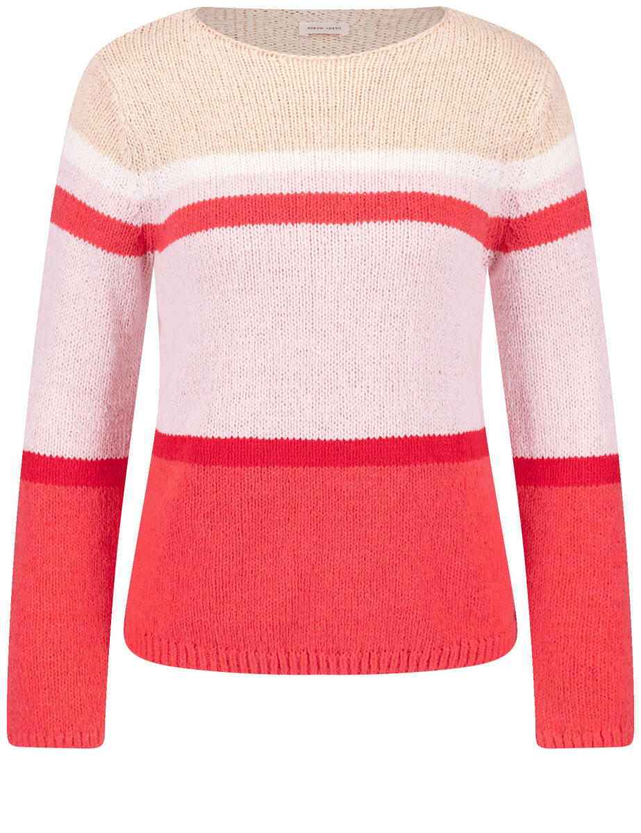 GERRY WEBER Collection - Pullover in Strukturstrick mit Blockstreifen rot - Gr. - 42 von GERRY WEBER Collection