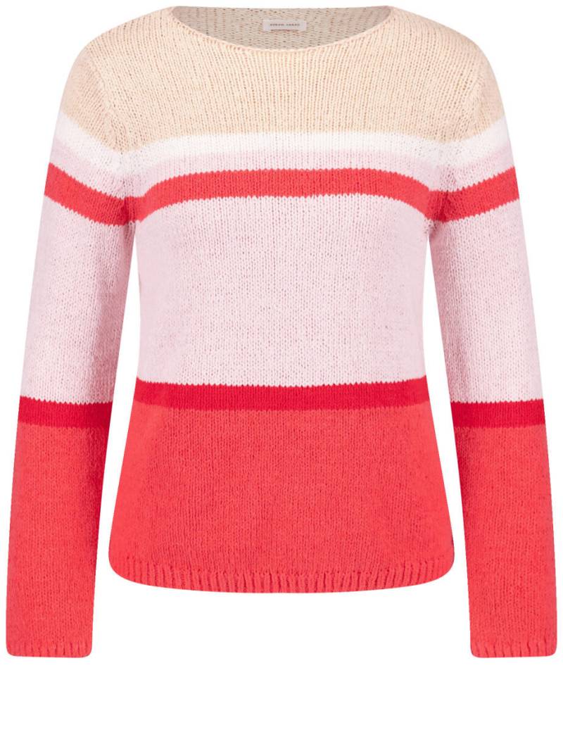 GERRY WEBER Collection - Pullover in Strukturstrick mit Blockstreifen rot - Gr. - 42 von GERRY WEBER Collection