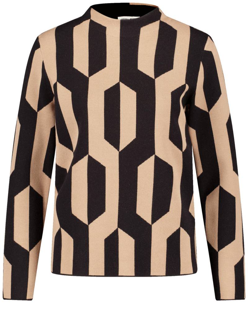 GERRY WEBER Collection - Softer Pullover in Jacquard-Strick black/ camel jacquard - Gr. - 40 von GERRY WEBER Collection