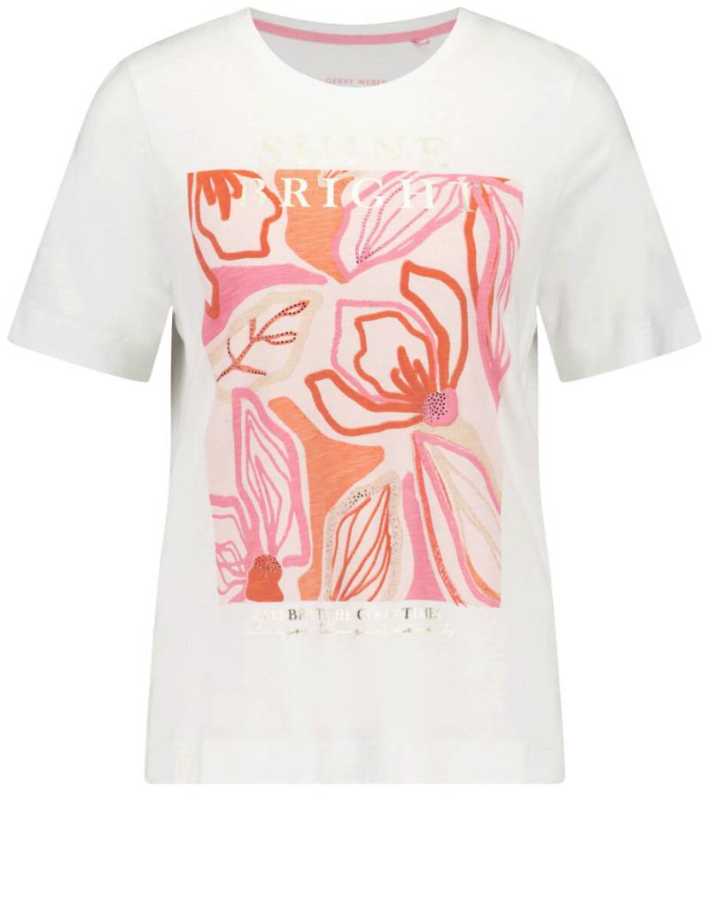 GERRY WEBER Collection - Softes T-Shirt mit Frontprint und Ziersteinchen beige/pink/weiß - Gr. - 42 von GERRY WEBER Collection