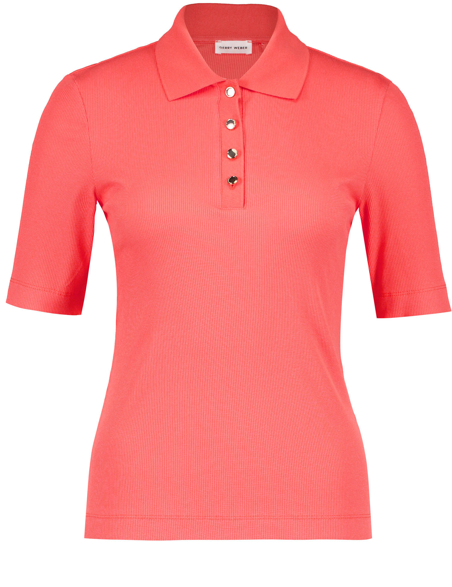 GERRY WEBER Collection - Stretchiges Poloshirt mit geripptem Kragen rouge - Gr. - 38 von GERRY WEBER Collection