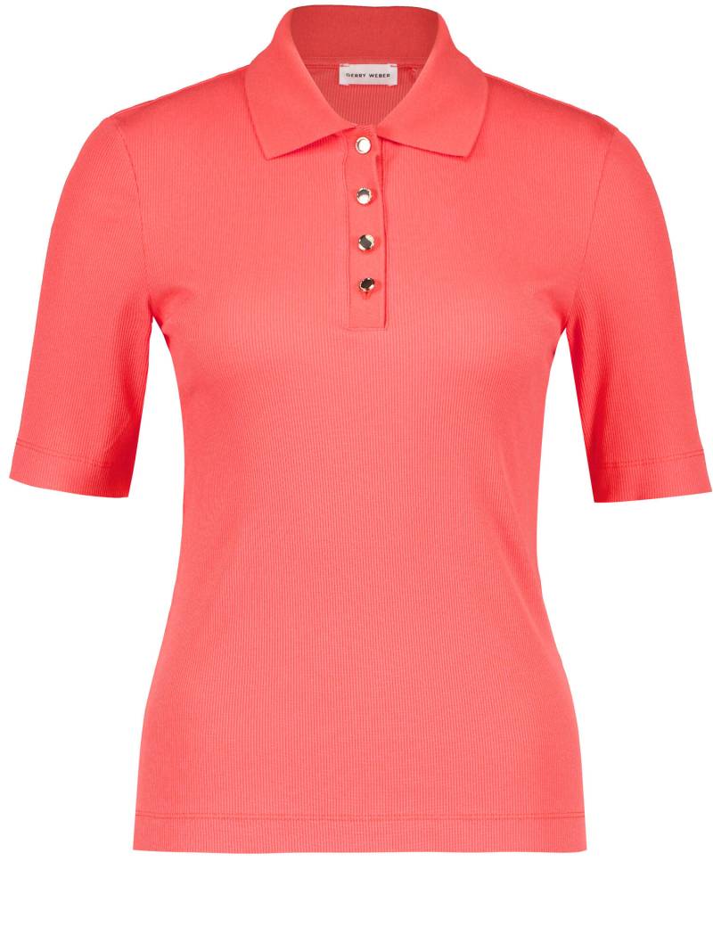 GERRY WEBER Collection - Stretchiges Poloshirt mit geripptem Kragen rouge - Gr. - 46 von GERRY WEBER Collection